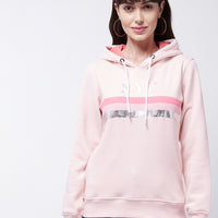 Modeve Peach Printed Hooded Sweatshirt