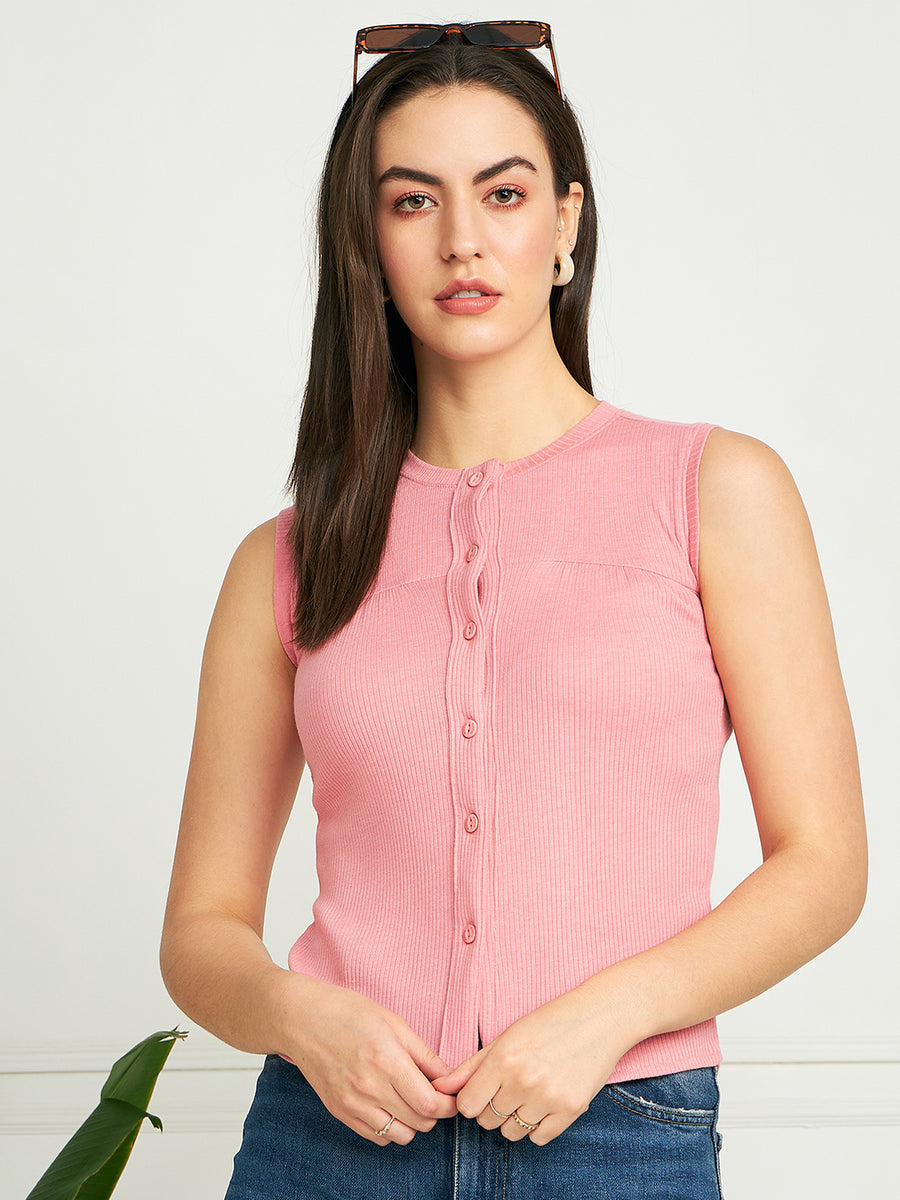 Modeve Women Button Closure Sleeveless Top