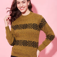 Modeve Women Striped  Sweater For Winter