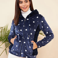 Modeve Women Printed Casual Hooded Jacket for Winter