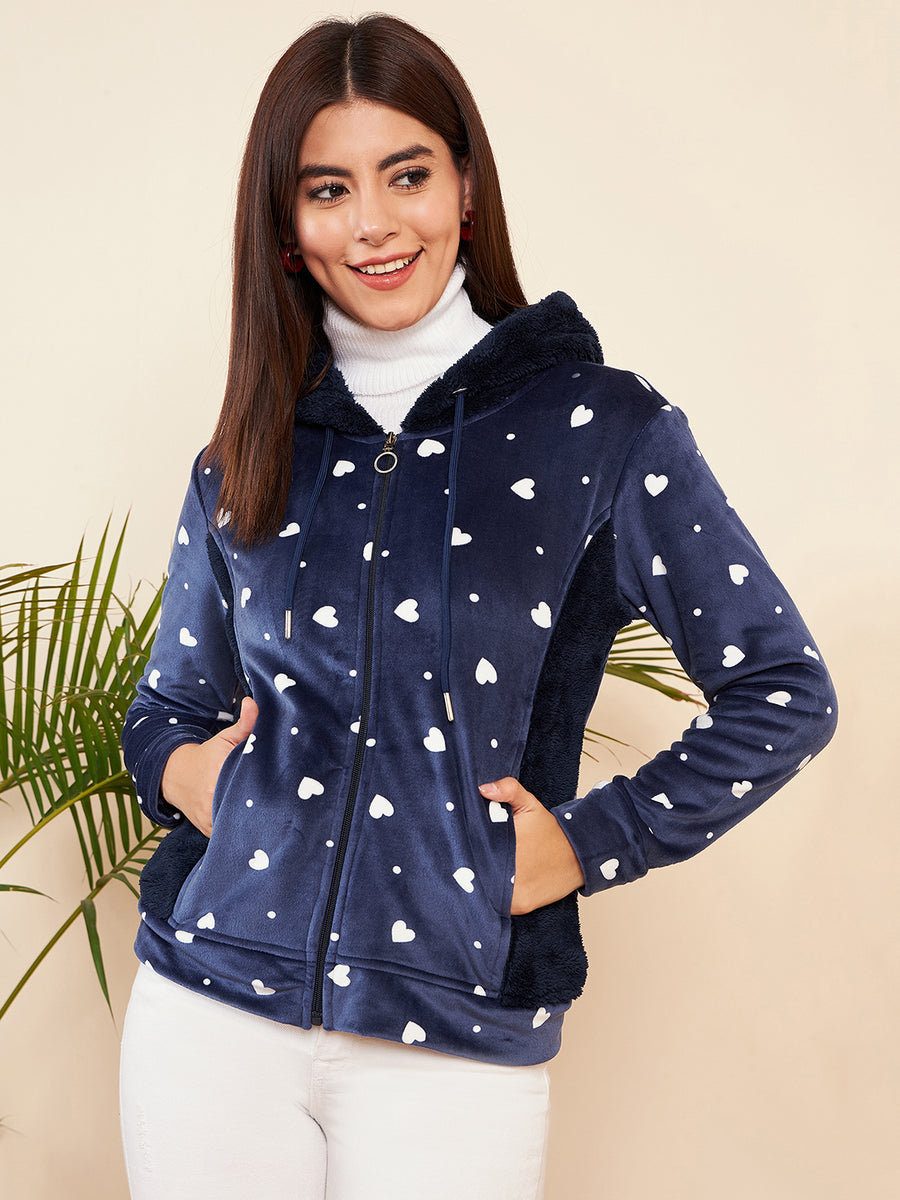 Modeve Women Printed Casual Hooded Jacket for Winter