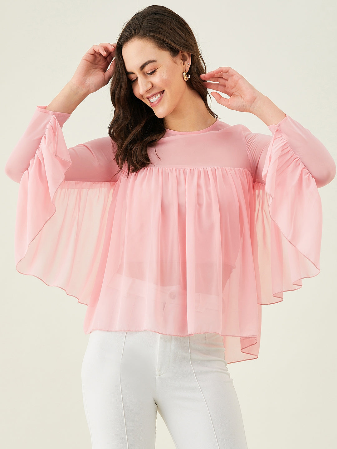 Modeve Women Pink Swing Top