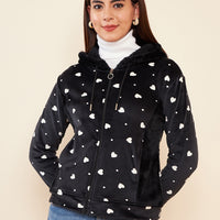 Modeve Women Printed Casual Hooded Jacket for Winter