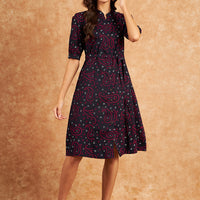 Rivza Women bandhani print Navy Dress