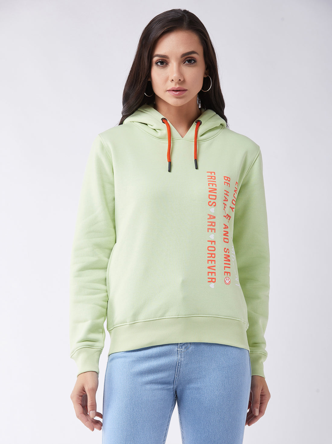 Modeve Women Printed Hooded Sweatshirt For Winter