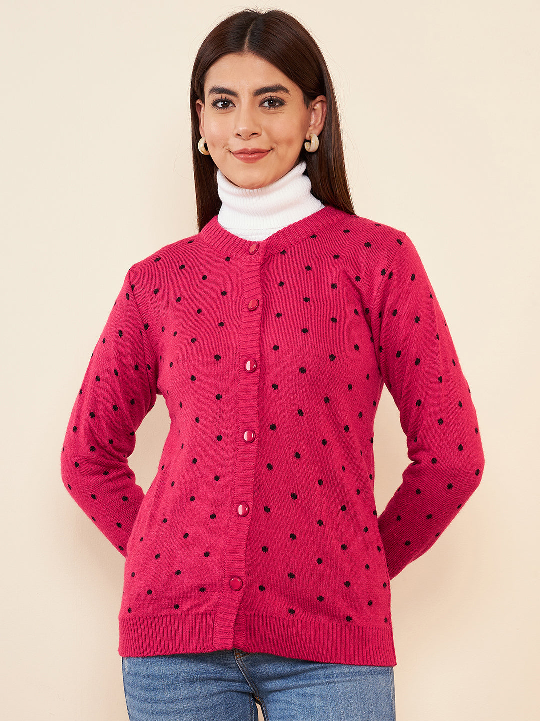 Modeve Women Casual Polkadot Sweater for Winter