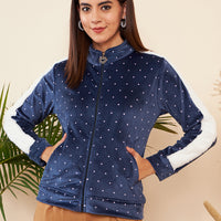 Modeve Women Casual Polka Dots Jacket For Winter