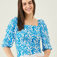 Modeve Women Blue Square Neck Top