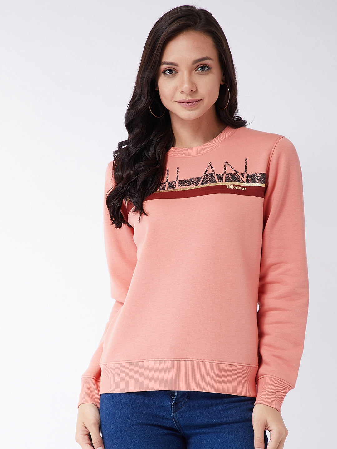 Modeve Women Printed Long Sleeves Sweatshirt For Winter