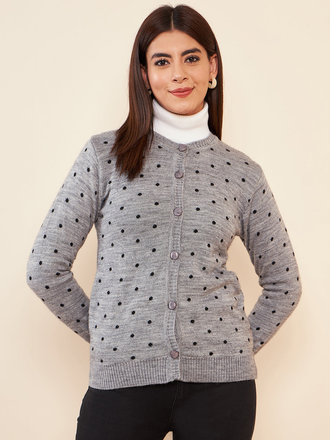 Modeve Women Casual Polkadot Sweater for Winter