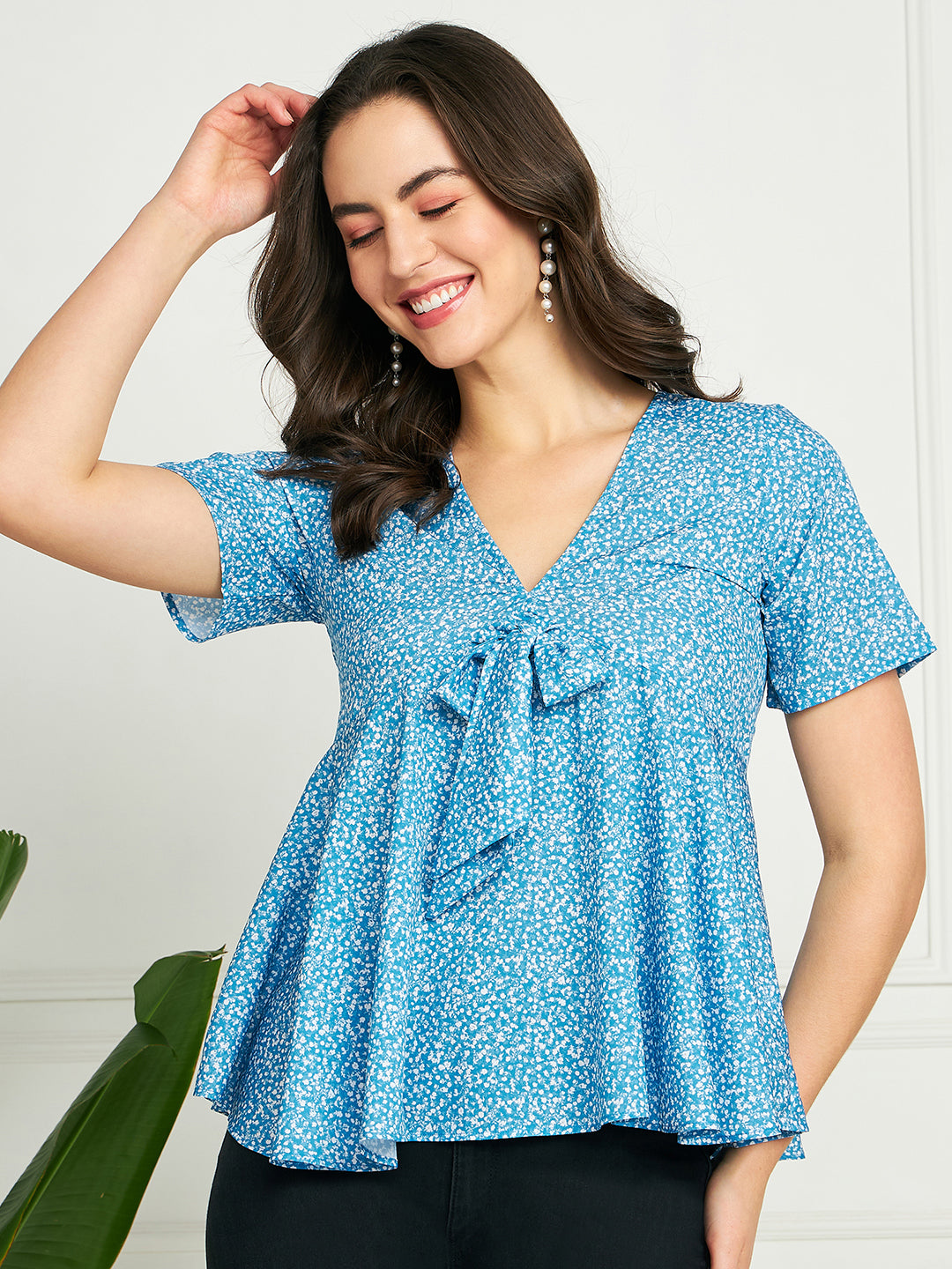 Modeve Women Blue Swing Top