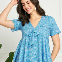 Modeve Women Blue Swing Top