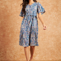 Rivza Women Froral Print Blue Dress