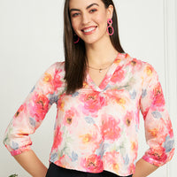 Modeve Women Pink V neck Top