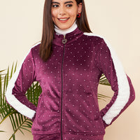 Modeve Women Casual Polka Dots Jacket For Winter