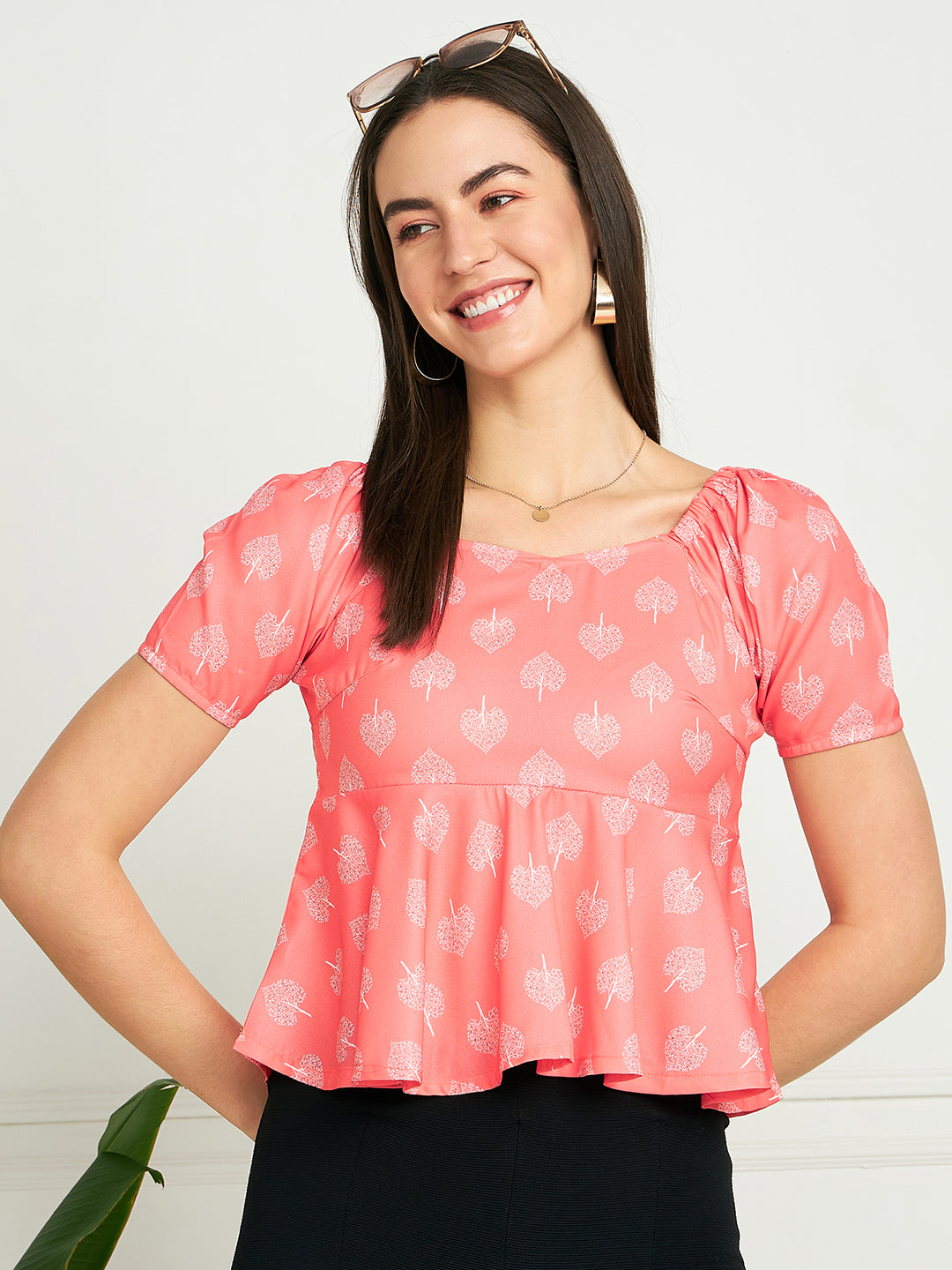 Modeve Women Peach peplum top