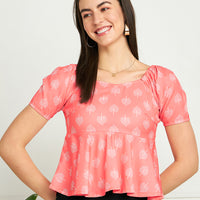 Modeve Women Peach peplum top