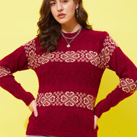 Modeve Women Striped  Sweater For Winter