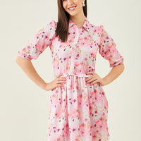 Modeve Women Pink Floral A-line Dress