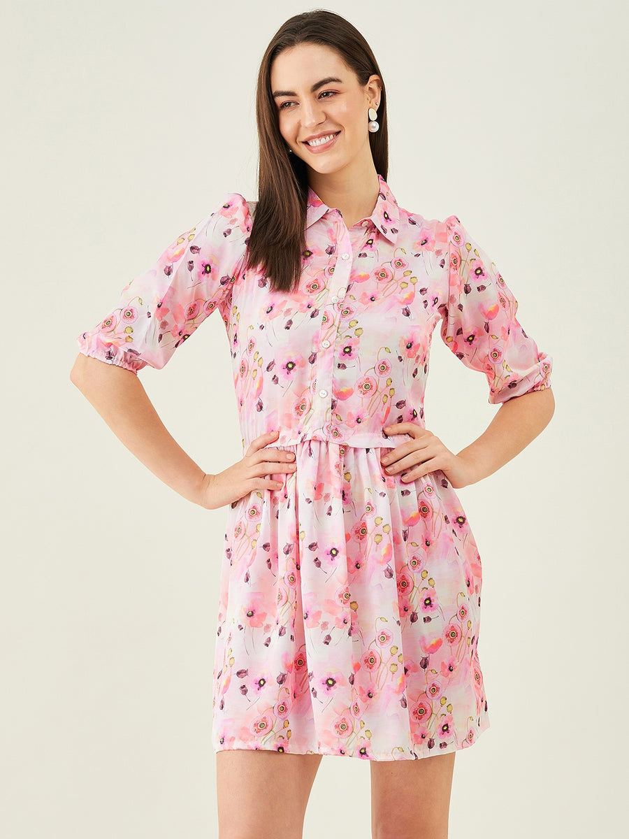 Modeve Women Pink Floral A-line Dress