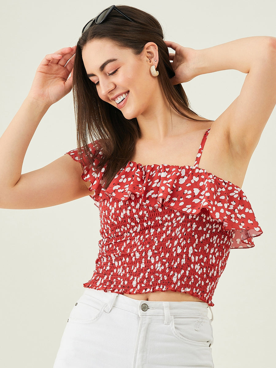 Modeve Women Printed off-Shoulder Crop Top