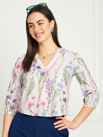 Modeve Women White Floral Top