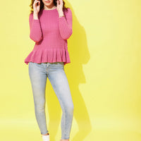 Modeve cable Knit Round Neck Casual Women Sweater