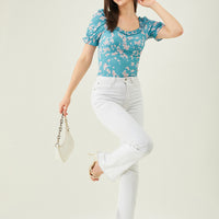 Modeve Women Teal Floral Top