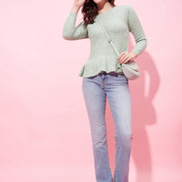 Modeve cable Knit Round Neck Casual Women Sweater