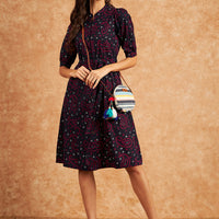 Rivza Women bandhani print Navy Dress