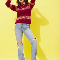 Modeve Women Striped  Sweater For Winter