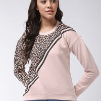 Modeve Pink Full Sleeve Animal Print Women Sweatshirt For Winter