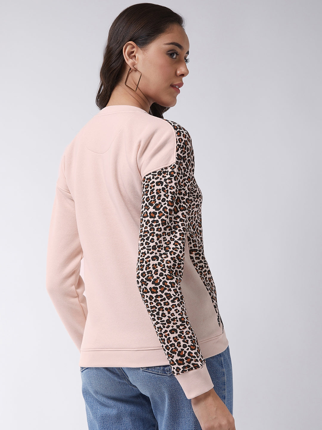 Modeve Pink Full Sleeve Animal Print Women Sweatshirt For Winter