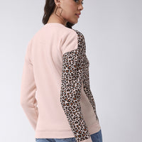 Modeve Pink Full Sleeve Animal Print Women Sweatshirt For Winter