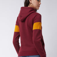 Modeve Women Floral Print Hooded Maroon Sweatshirt For Winter