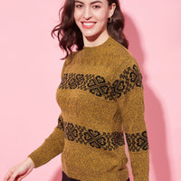 Modeve Women Striped  Sweater For Winter