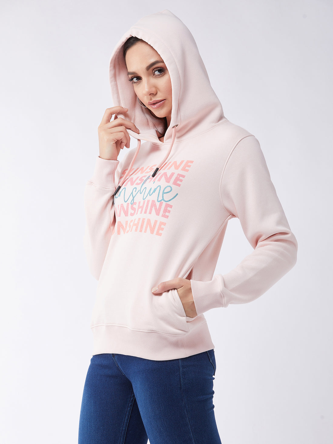 Modeve Women Printed Hooded Sweatshirt For Winter