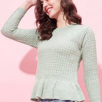 Modeve cable Knit Round Neck Casual Women Sweater