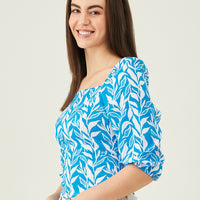 Modeve Women Blue Square Neck Top