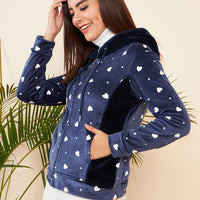 Modeve Women Printed Casual Hooded Jacket for Winter