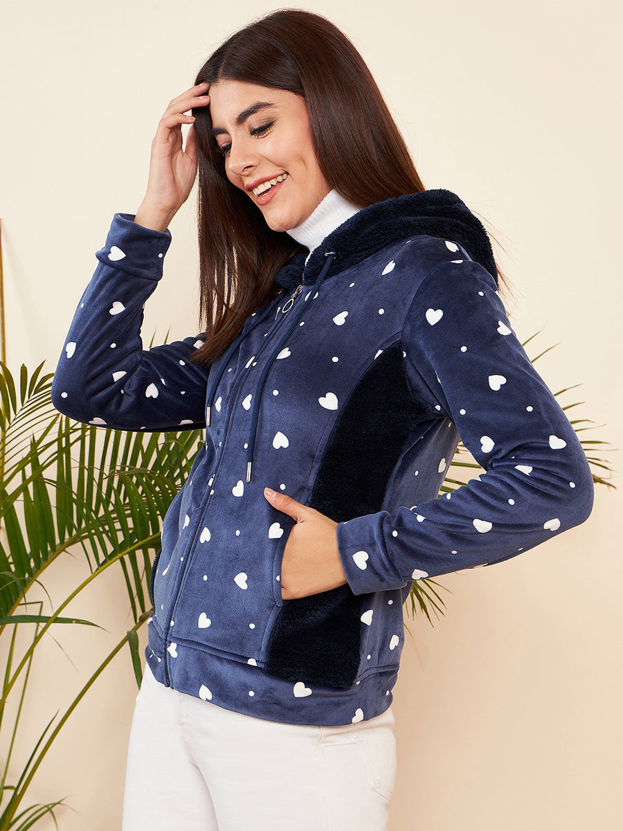 Modeve Women Printed Casual Hooded Jacket for Winter