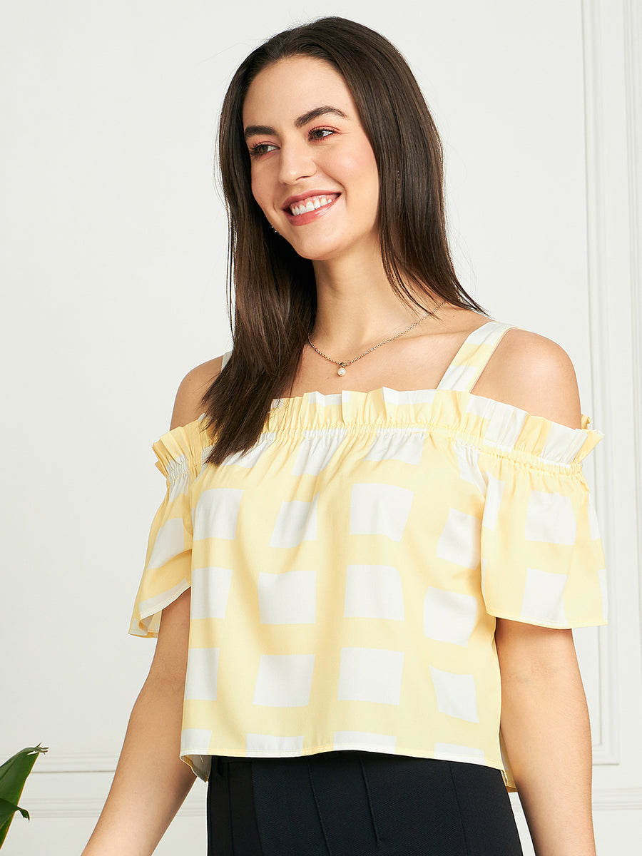 Modeve Women Yellow Bardot Top