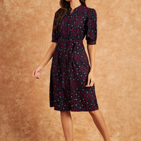 Rivza Women bandhani print Navy Dress