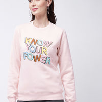 Modeve Typography Printed Ribbed Winter Sweatshirt For Women