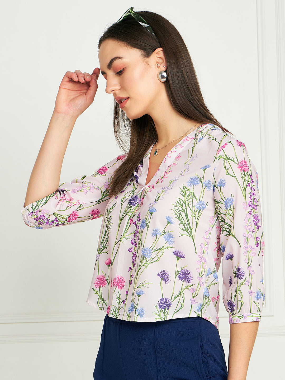 Modeve Women White Floral Top