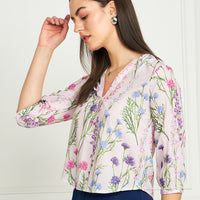 Modeve Women White Floral Top