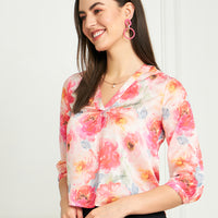 Modeve Women Pink V neck Top