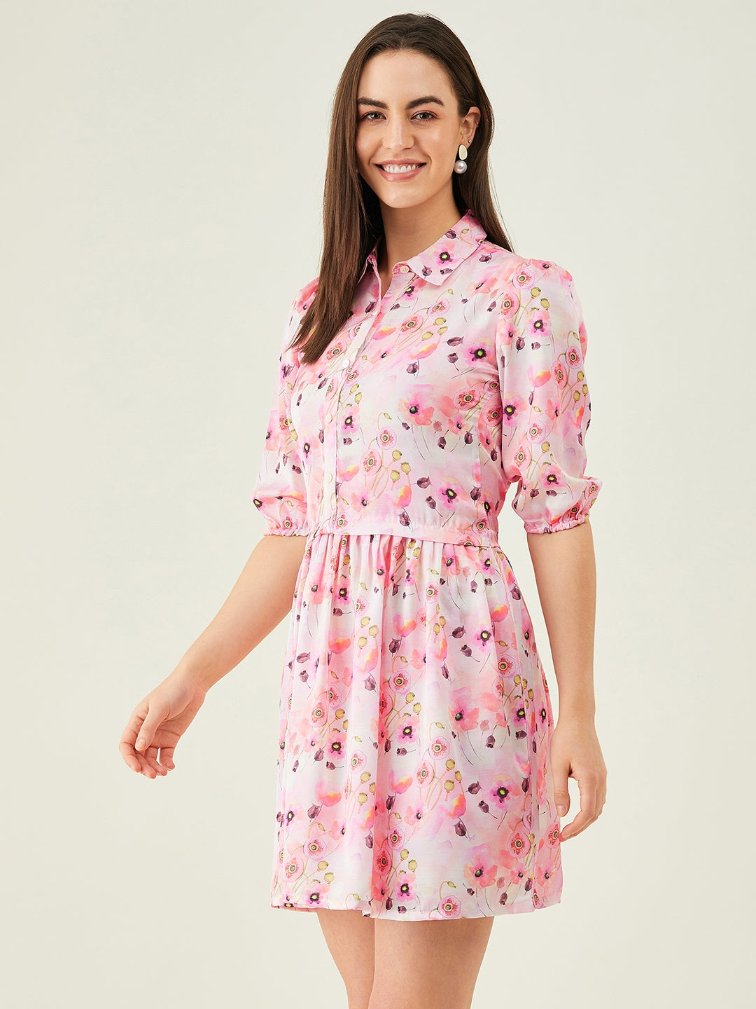 Modeve Women Pink Floral A-line Dress