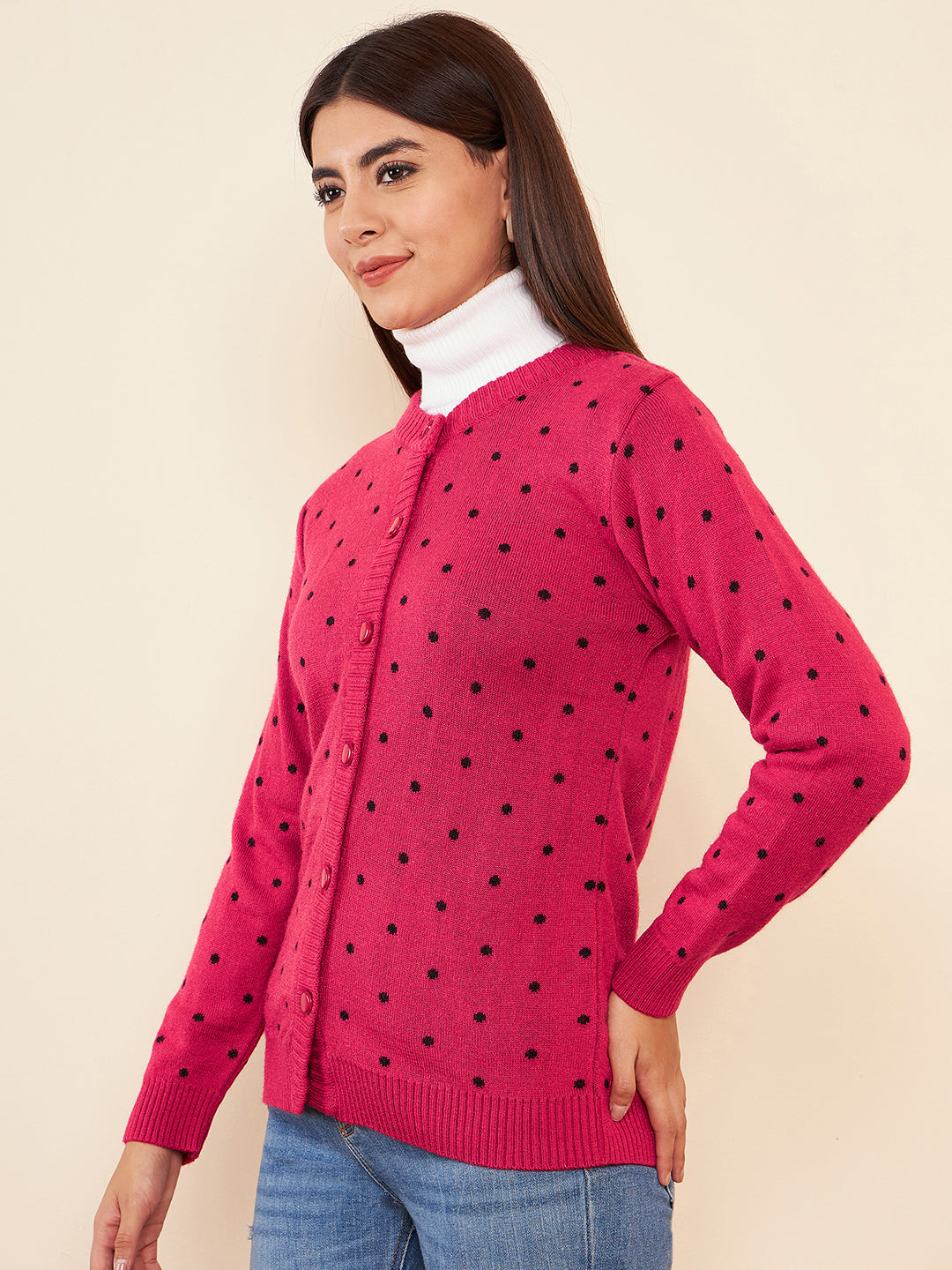 Modeve Women Casual Polkadot Sweater for Winter