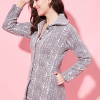 Modeve Women Printed Full Sleeve Jacket for Winter